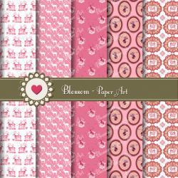 Pink Reindeer Digital Scrapbooking Pack - Scrapbook Paper - Printables - Collage Sheet - 12x12 inches - Blossom Paper Art